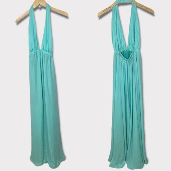 NWT Show Me Your Mumu Luna Halter Maxi Dress Teal Blue Size Small New Tags Boho - Picture 2 of 11